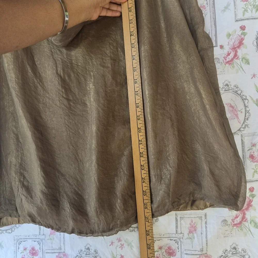 Michael Kors Brown Cowl Neck Sleeveless Blouse 2XL Metallic Sheen Lined Top Luxe